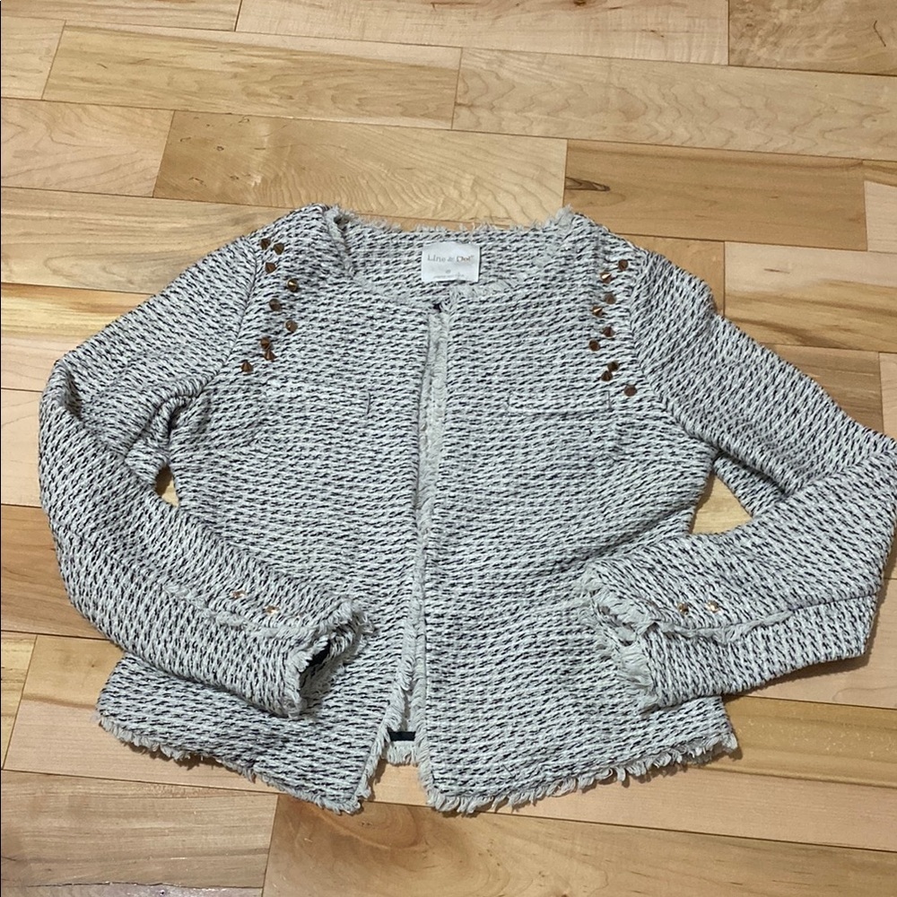 Line and Dot Tweed Sweater Jacket